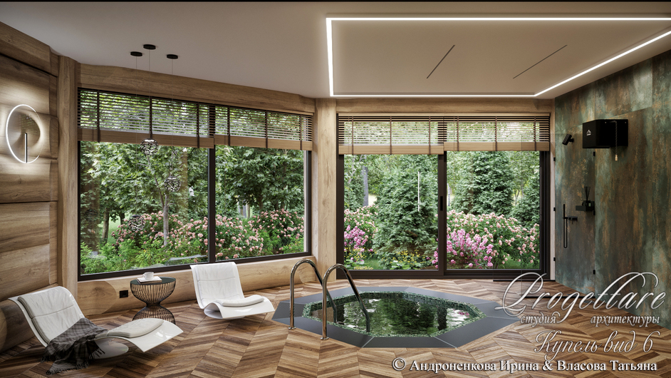 Дизайн интерьера в банном комплексе в КП "Резеденция у Озера"