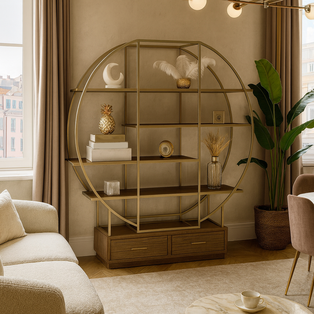 Стеллаж "Сфера Модерн" с деревянными полками