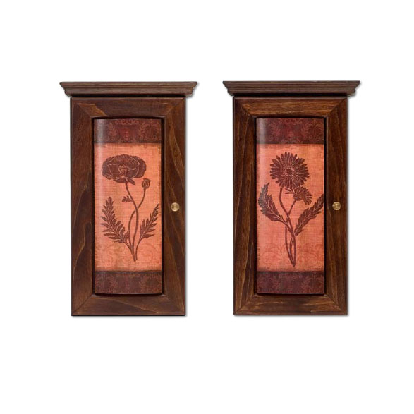 Ключница с цветами "Мак и хризантема"