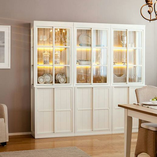 Витрина с раздвижными дверцами (стекло+дерево)