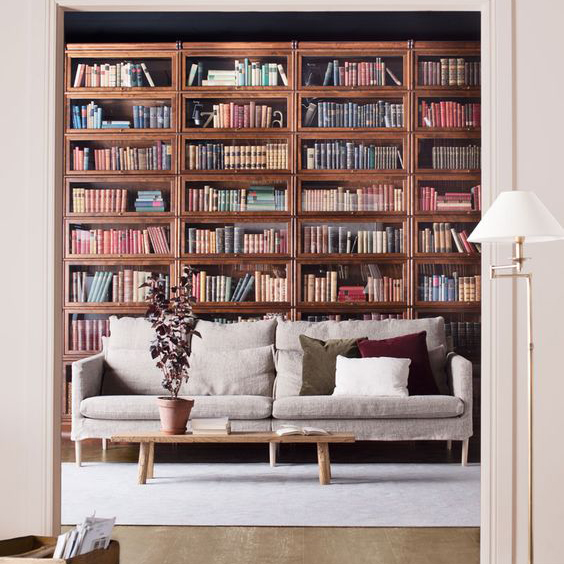 Фрагмент библиотеки со стеклянными дверцами