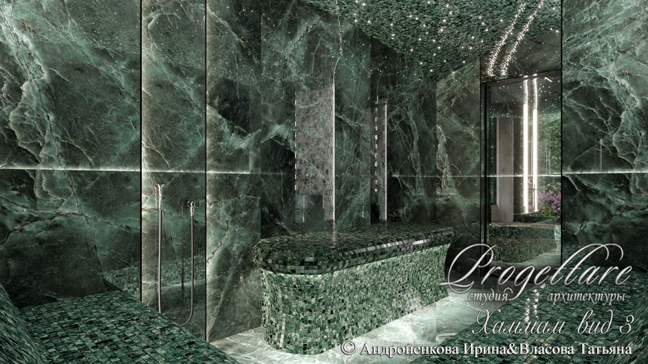 Дизайн интерьера в банном комплексе в КП "Резеденция у Озера"