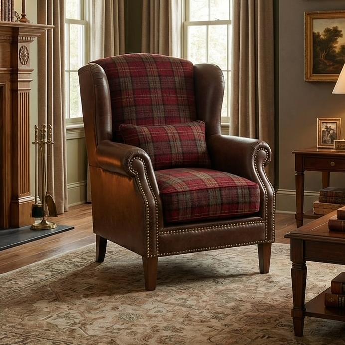 Кресло "Корнер Рэд" с кожаными подлокотниками
