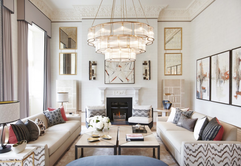 Гостиные с каминами от британских дизайнеров