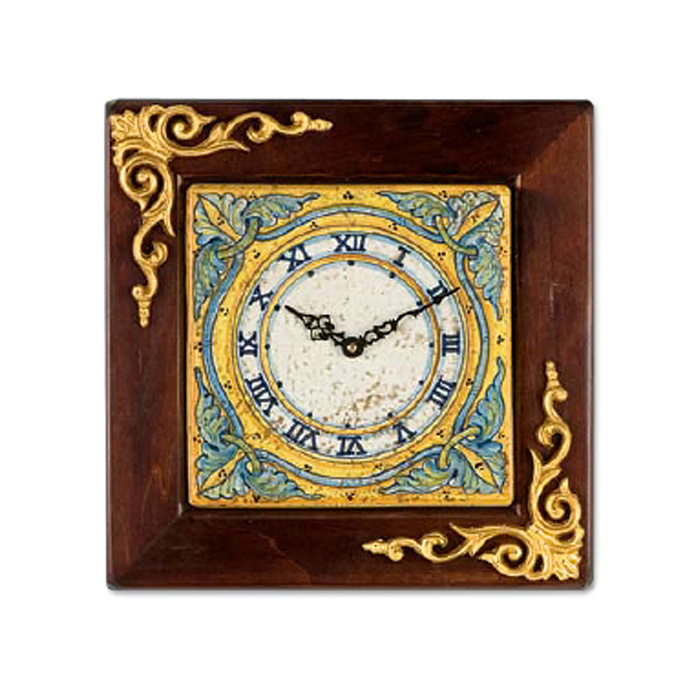 Часы керамические с голубыми листьями 