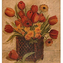 Картина "Цветы в кашпо"