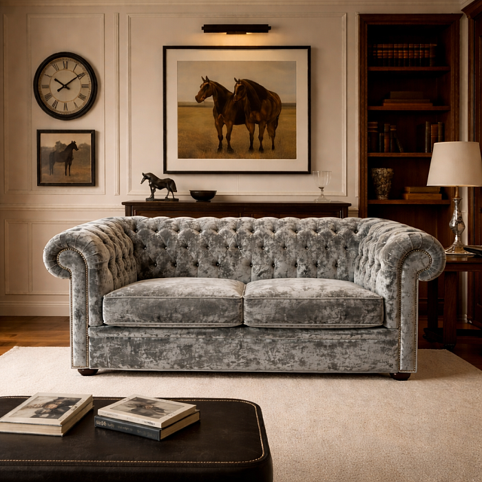 Диван для кабинета "Челси 2 Краш" с раскладным механизмом