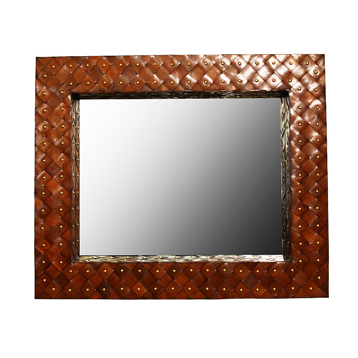 Зеркало в кожаном плетении