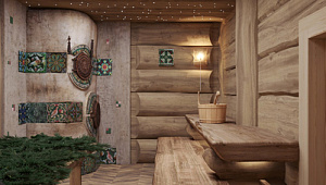 Дизайн интерьера в банном комплексе в КП "Резеденция у Озера"