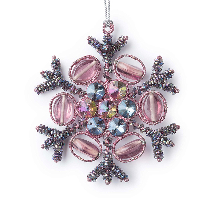 Металлическая снежинка с разноцветными камушками
