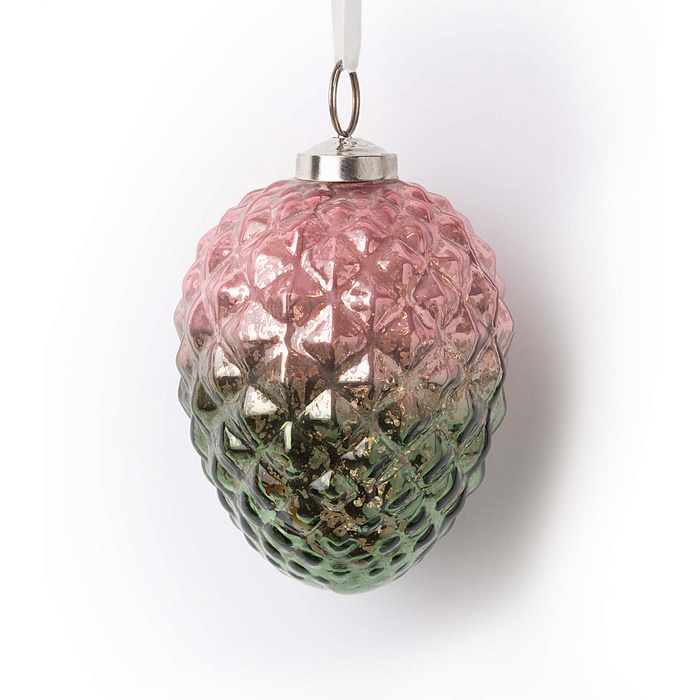 Розово-зеленая шишка с серебряным покрытием