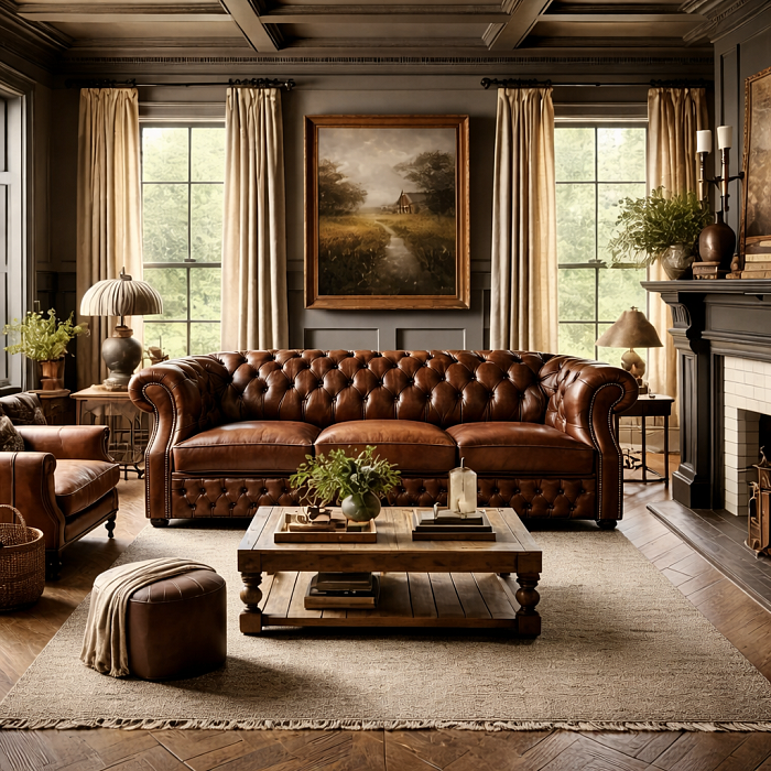 Диван для кабинета "Бостон Мадрас" с раскладным механизмом