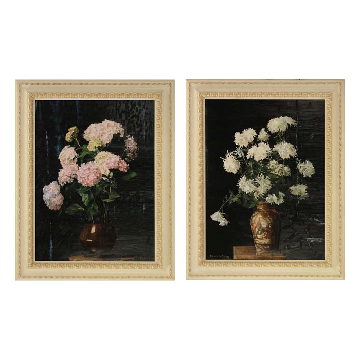 Картины "Вазы с гортензиями и астрами"