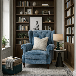 Кресло "Рафаэль Голубая дымка" с каретной стяжкой