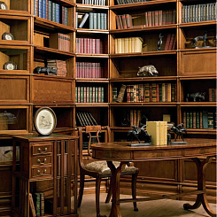 Фрагмент угловой библиотеки в цвете "медовый орех"