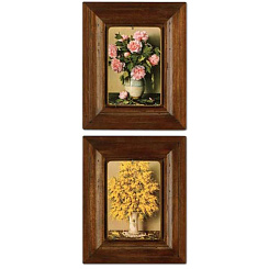 Картины "Букеты с пионами и мимозой"