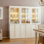 Витрина с раздвижными дверцами (стекло+дерево)