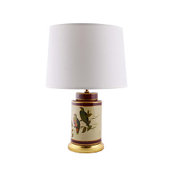 Настольная лампа с абажуром круглое основание "Соловьиная песня"