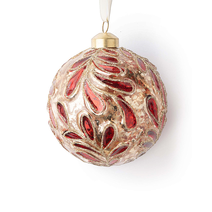 Золотистый шар с красным узором