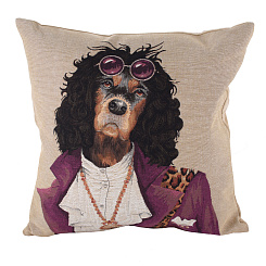Подушка "Рок-звезда. Собака в пурпурной куртке"