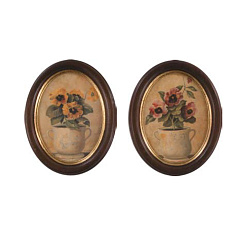 Картины овальные "Цветы в горшках"