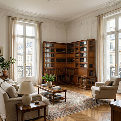 Библиотека угловая в цветет "орех"