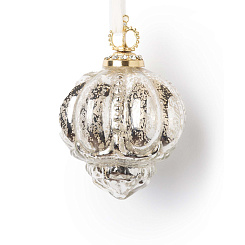 Состаренный серебристый шар из стекла в виде луковицы