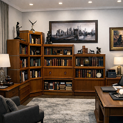 Библиотека-кабинет в тонировке "орех"