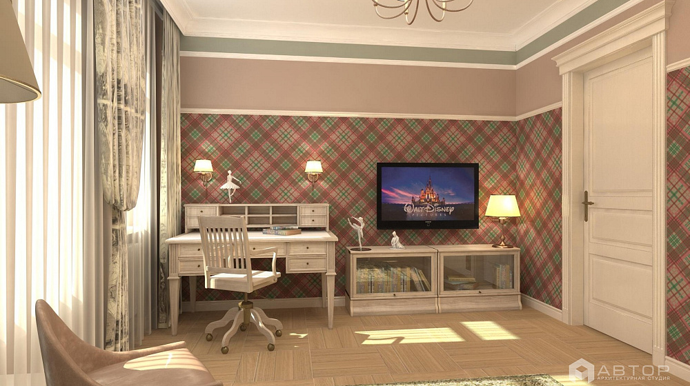 Дизайн трехкомнатной квартиры в сталинке / интерьер кабинета