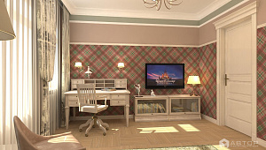 Дизайн трехкомнатной квартиры в сталинке / интерьер кабинета